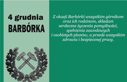 Miętowa kartka z białymi życzeniami dla górników